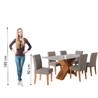 Conjunto De Mesa Sala De Jantar Tampo Com Vidro 1,60m Grécia