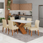 Conjunto De Mesa Sala De Jantar Tampo Com Vidro 1,60m Grécia