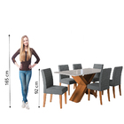 Conjunto De Mesa Sala De Jantar Tampo Com Vidro 1,60m Grécia