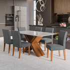 Conjunto De Mesa Sala De Jantar Tampo Com Vidro 1,60m Grécia