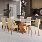 Conjunto De Mesa Sala De Jantar Tampo Com Vidro 1,80m Grécia