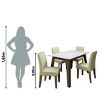 Conjunto De Mesa Sala De Jantar Tampo Com Vidro 4 Cadeiras No