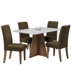 Conjunto De Mesa Sala De Jantar Tampo Com Vidro Dublin 1,36m