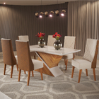 Conjunto De Mesa Sala De Jantar Tampo Com Vidro Engel 1,80m 6