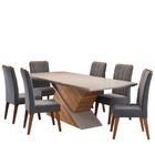 Conjunto De Mesa Sala De Jantar Tampo Com Vidro Engel 1,80m 6