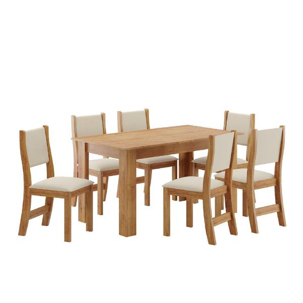 Conjunto De Mesa Sala De Jantar Violeta 1,36m Com 6 Cadeiras