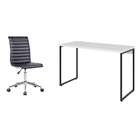 Conjunto De Mesa Studio Branca 120 Cm Com Cadeira De Escritór