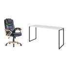 Conjunto De Mesa Studio Branca 150 Cm Com Cadeira De Escritór