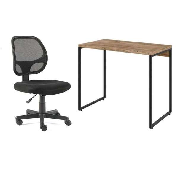 Conjunto De Mesa Studio Carvalho Com Cadeira De Escritório Se