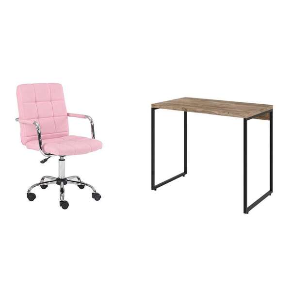 Conjunto De Mesa Studio Carvalho Com Cadeira De Escritório Se