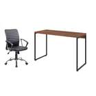 Conjunto De Mesa Studio Nogal 120 Cm Com Cadeira De Escritóri