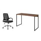 Conjunto De Mesa Studio Nogal 120 Cm Com Cadeira De Escritóri