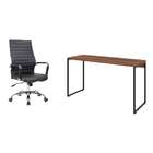 Conjunto De Mesa Studio Nogal 135 Cm Com Cadeira De Escritóri
