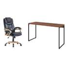 Conjunto De Mesa Studio Nogal 135 Cm Com Cadeira De Escritóri