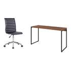 Conjunto De Mesa Studio Nogal 135 Cm Com Cadeira De Escritóri