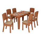 Conjunto De Mesa Tais Com 6 Cadeiras Star Em Mdf Tuboarte