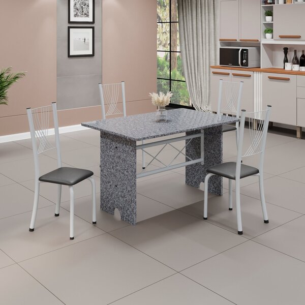 Conjunto De Mesa Tampo De Granito Ocre Com 4 Cadeiras Lorena