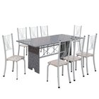 Conjunto De Mesa Tampo De Granito Ocre Com 8 Cadeiras Lorena