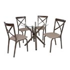 Conjunto De Mesa Tampo Em Vidro Com 4 Cadeiras Karina  Bronze