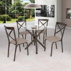 Conjunto De Mesa Tampo Em Vidro Com 4 Cadeiras Karina  Bronze