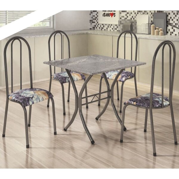 Conjunto De Mesa Tampo Granito Topázio 0,75x0,75 Com 4 Cadeir