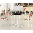 Conjunto De Mesa Tampo Redondo Ardosia Floral 0,80x0,80 Com 4