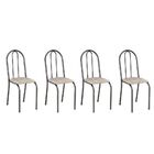 Conjunto De Mesa Thais Com 4 Cadeiras Craqueado Preto Rattan