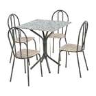 Conjunto De Mesa Thais Com 4 Cadeiras Craqueado Preto Rattan
