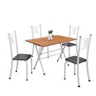 Conjunto De Mesa Tubular 062 100x60cm Tampo Em Mdf Com 4 Cade