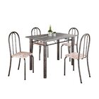 Conjunto De Mesa Tubular 100cm X 60cm Tampo Em Granito Com 4