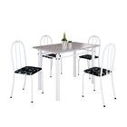 Conjunto De Mesa Tubular 100cm X 60cm Tampo Em Granito Com 4