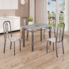 Conjunto De Mesa Tubular 100cm X 60cm Tampo Granito Topázio C