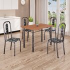 Conjunto De Mesa Tubular 100cm X 60cm Tampo Mdf Com 4 Cadeira