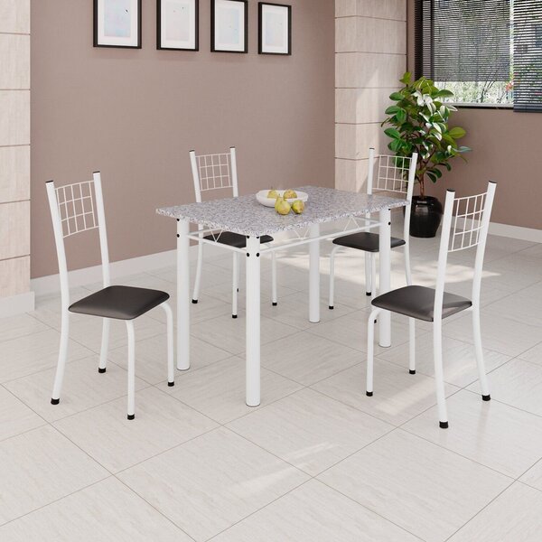 Conjunto De Mesa Tubular 100x60cm Tampo Com 4 Cadeiras Dany P
