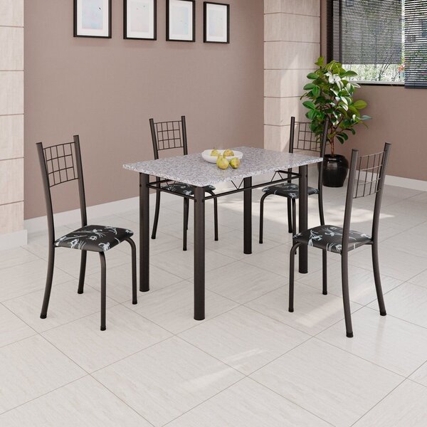 Conjunto De Mesa Tubular 100x60cm Tampo Com 4 Cadeiras Dany P