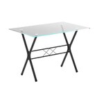 Conjunto De Mesa Tubular 100x60cm Tampo De Vidro Com 4 Cadeir