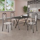 Conjunto De Mesa Tubular 100x60cm Tampo Em Ardósia Com 4 Cade