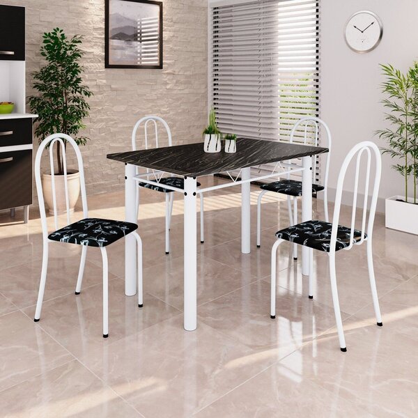 Conjunto De Mesa Tubular 100x60cm Tampo Em Ardósia Indiano Co