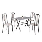 Conjunto De Mesa Tubular 100x60cm Tampo Em Granito Ocre Com 4