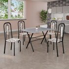 Conjunto De Mesa Tubular 100x60cm Tampo Em Granito Ocre Com 4