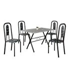 Conjunto De Mesa Tubular 100x60cm Tampo Em Granito Topázio Co