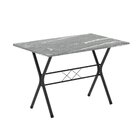 Conjunto De Mesa Tubular 100x60cm Tampo Em Granito Topázio Co
