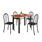 Conjunto De Mesa Tubular 100x60cm Tampo Em Mdf Com 4 Cadeiras