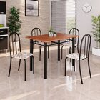 Conjunto De Mesa Tubular 100x60cm Tampo Em Mdf Com 4 Cadeiras