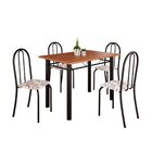 Conjunto De Mesa Tubular 100x60cm Tampo Em Mdf Com 4 Cadeiras