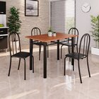 Conjunto De Mesa Tubular 100x60cm Tampo Em Mdf Com 4 Cadeiras
