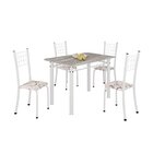 Conjunto De Mesa Tubular 100x60cm Tampo Em Topázio Com 4 Cade