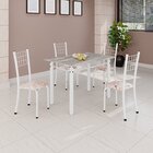 Conjunto De Mesa Tubular 100x60cm Tampo Em Topázio Com 4 Cade