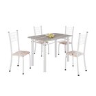 Conjunto De Mesa Tubular 100x60cm Tampo Em Topázio Com 4 Cade