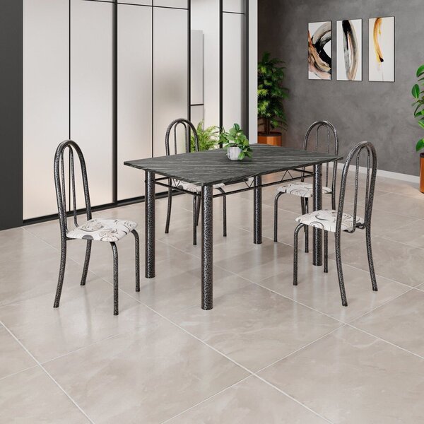 Conjunto De Mesa Tubular 120cm X 75cm Tampo Com 4 Cadeiras Ar
